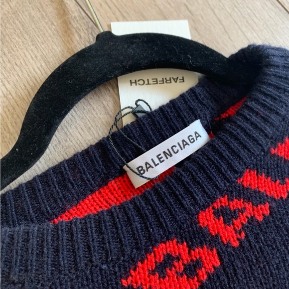 Balenciaga Jumper/Sweater in dark blue & red. Size: S. - Picture 2 of 12